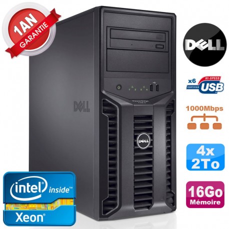 Serveur DELL PowerEdge T110 II NR Xeon Quad Core E3-1220 16Go Ram Ecc 4x 2To