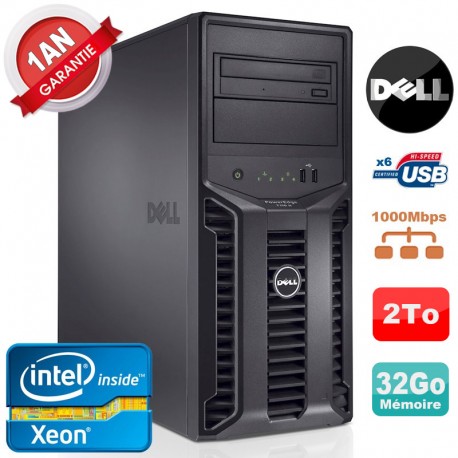 Serveur DELL PowerEdge T110 II NR Xeon Quad Core E3-1220 32Go Ram Ecc 2To