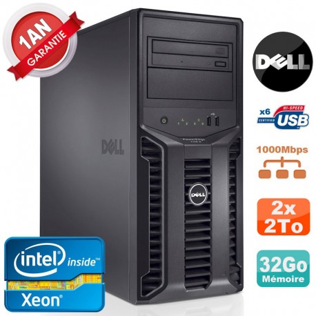 Serveur DELL PowerEdge T110 II NR Xeon Quad Core E3-1220 32Go Ram Ecc 2x 2To