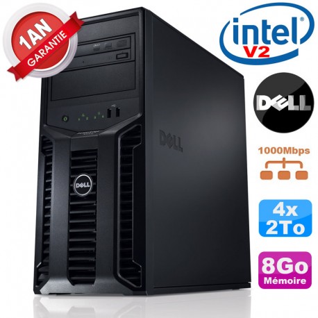 Serveur DELL PowerEdge T110 II NR Xeon Quad Core E3-1220 V2 8Go Ram Ecc 4x 2To
