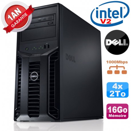 Serveur DELL PowerEdge T110 II NR Xeon Quad Core E3-1220 V2 16Go Ram Ecc 4x 2To