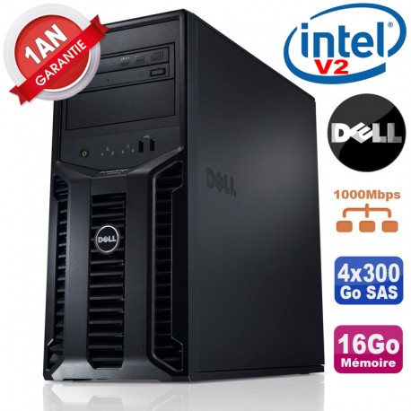 Serveur DELL PowerEdge T110 II Xeon QuadCore E3-1220 V2 16Go Ram Ecc 4x300Go SAS