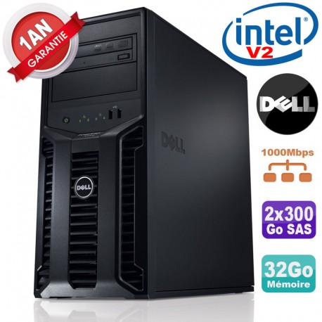 Serveur DELL PowerEdge T110 II Xeon QuadCore E3-1220 V2 32Go Ram Ecc 2x300Go SAS