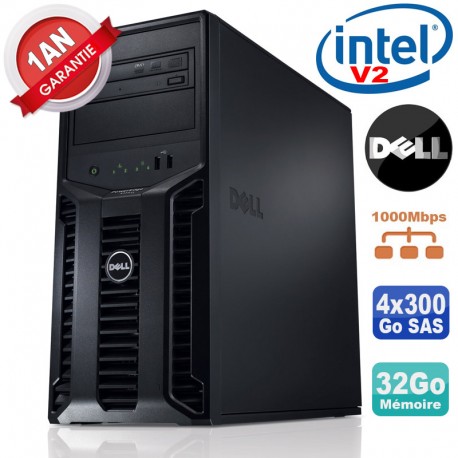 Serveur DELL PowerEdge T110 II Xeon QuadCore E3-1220 V2 32Go Ram Ecc 4x300Go SAS
