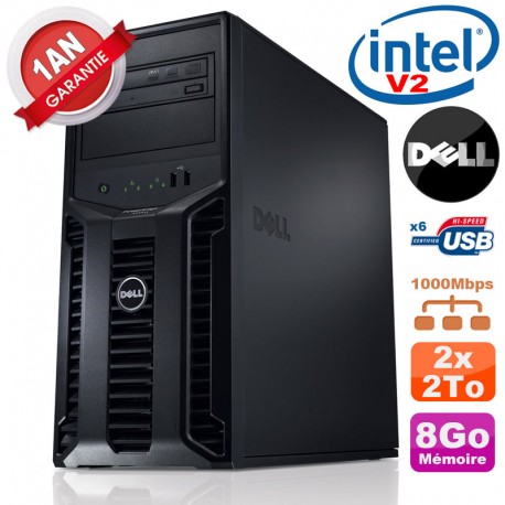 Serveur DELL PowerEdge T110 II Xeon QuadCore E3-1220 V2 8Go Ram Ecc 2x 2To SATA