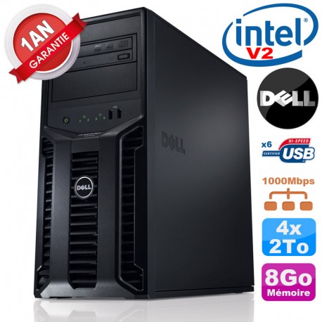 Serveur DELL PowerEdge T110 II Xeon QuadCore E3-1220 V2 8Go Ram Ecc 4x 2To SATA
