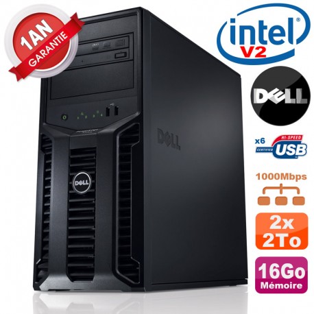 Serveur DELL PowerEdge T110 II Xeon QuadCore E3-1220 V2 16Go Ram Ecc 2x 2To SATA