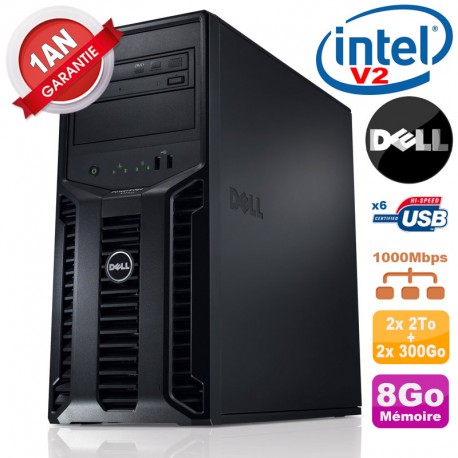 Serveur DELL PowerEdge T110 II Xeon E3-1220 V2 8Go Ram 2x2To SATA + 2x300Go SAS