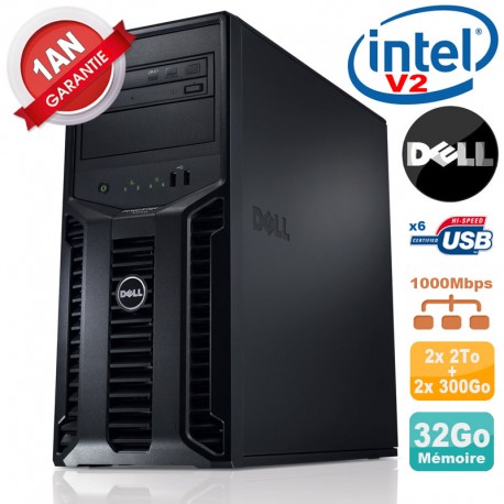 Serveur DELL PowerEdge T110 II Xeon E3-1220 V2 32Go Ram 2x2To SATA + 2x300Go SAS