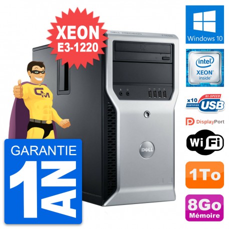 PC Tour Dell Precision T1600 Intel E3-1220 RAM 8Go Disque 1To Windows 10 Wifi