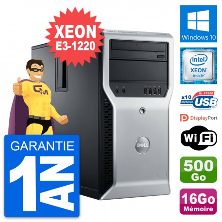 PC Tour Dell Precision T1600 Intel E3-1220 RAM 16Go Disque 500Go Windows 10 Wifi