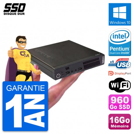 Ultra Mini PC Lenovo M72e Tiny USFF G2020T RAM 16Go SSD 960Go Windows 10 Wifi