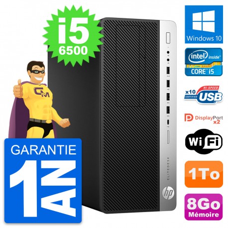 PC Tour HP EliteDesk 800 G3 Intel i5-6500 RAM 8Go Disque Dur 1To Windows 10 Wifi