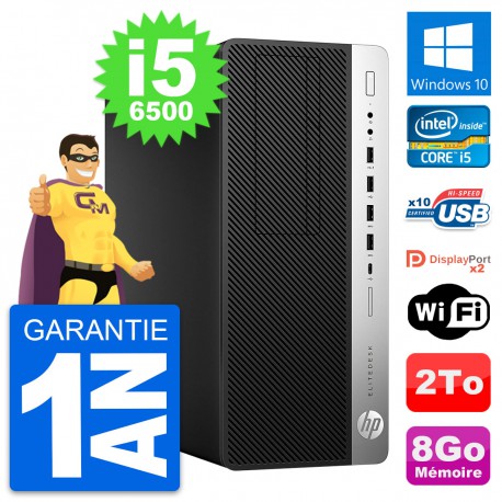 PC Tour HP EliteDesk 800 G3 Intel i5-6500 RAM 8Go Disque Dur 2To Windows 10 Wifi