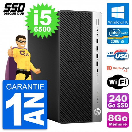 PC Tour HP EliteDesk 800 G3 Intel Core i5-6500 RAM 8Go SSD 240Go Windows 10 Wifi