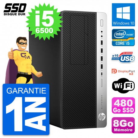 PC Tour HP EliteDesk 800 G3 Intel Core i5-6500 RAM 8Go SSD 480Go Windows 10 Wifi
