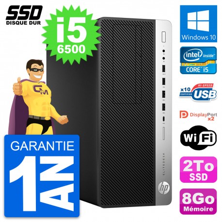 PC Tour HP EliteDesk 800 G3 Intel Core i5-6500 RAM 8Go SSD 2To Windows 10 Wifi