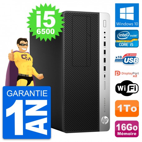 PC Tour HP EliteDesk 800 G3 Intel i5-6500 RAM 16Go Disque 1To Windows 10 Wifi
