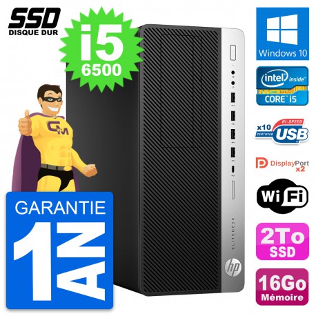 PC Tour HP EliteDesk 800 G3 Intel Core i5-6500 RAM 16Go SSD 2To Windows 10 Wifi