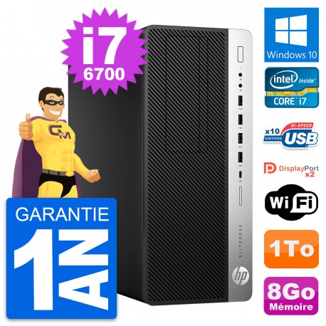 PC Tour HP EliteDesk 800 G3 Intel i7-6700 RAM 8Go Disque Dur 1To Windows 10 Wifi