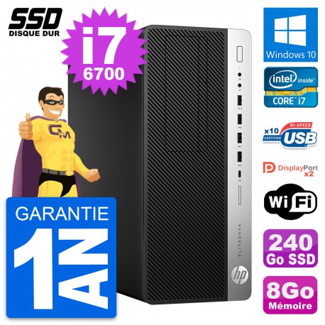 PC Tour HP EliteDesk 800 G3 Intel Core i7-6700 RAM 8Go SSD 240Go Windows 10 Wifi