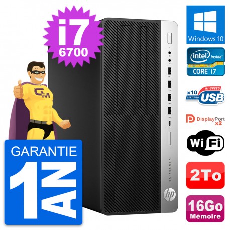 PC Tour HP EliteDesk 800 G3 Intel i7-6700 RAM 16Go Disque 2To Windows 10 Wifi