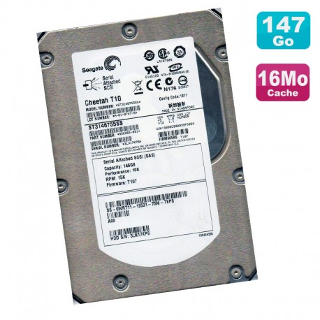 Disque Dur 146 Go SCSI 3.5" Seagate Cheetah T10 ST3146755SS SAS 15000RPM 16 Mo