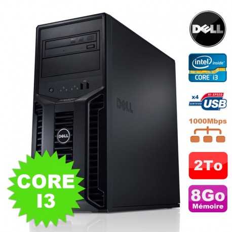 Serveur DELL PowerEdge T110II Intel Core I3-2120 3.3Ghz NR 8Go 2To DVD