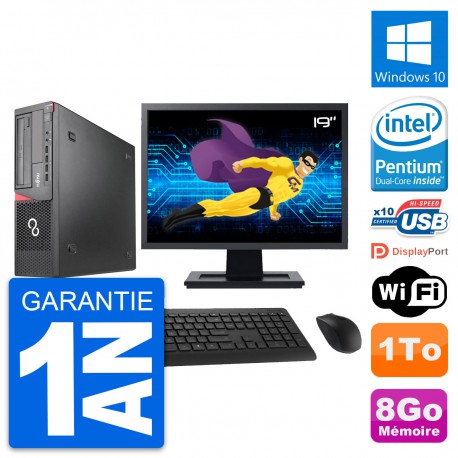 PC Fujitsu E920 DT Ecran 19" Intel G3220 RAM 8Go Disque Dur 1To Windows 10 Wifi