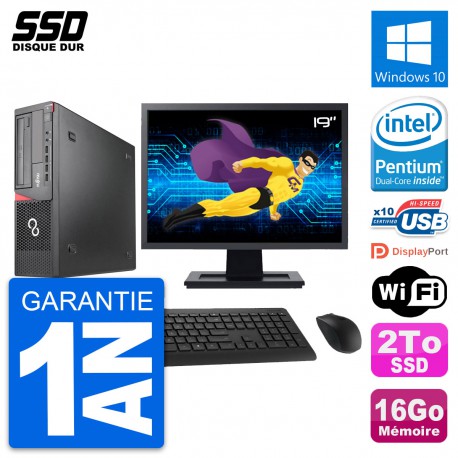 PC Fujitsu E920 DT Ecran 19" Intel G3220 RAM 16Go SSD 2To Windows 10 Wifi