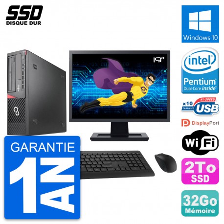 PC Fujitsu E920 DT Ecran 19" Intel G3220 RAM 32Go SSD 2To Windows 10 Wifi