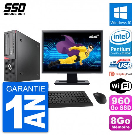 PC Fujitsu E920 DT Ecran 22" Intel G3220 RAM 8Go SSD 960Go Windows 10 Wifi