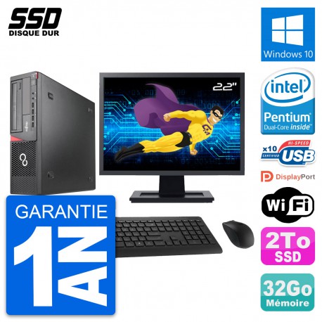 PC Fujitsu E920 DT Ecran 22" Intel G3220 RAM 32Go SSD 2To Windows 10 Wifi
