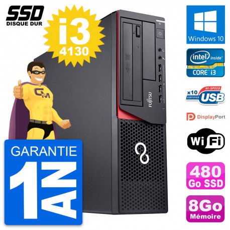 PC Fujitsu Esprimo E920 DT Intel Core i3-4130 RAM 8Go SSD 480Go Windows 10 Wifi