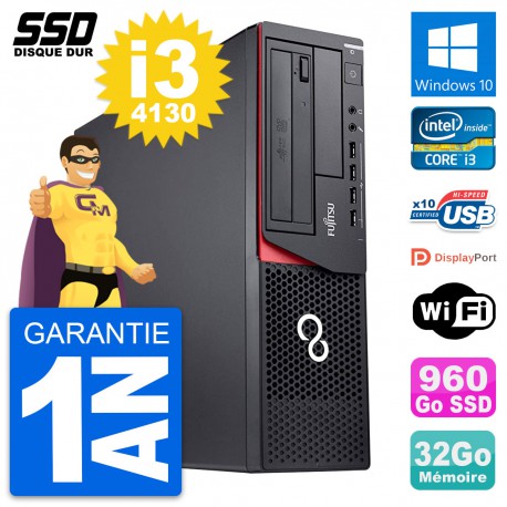 PC Fujitsu Esprimo E920 DT Intel Core i3-4130 RAM 32Go SSD 960Go Windows 10 Wifi