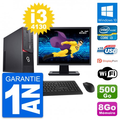 PC Fujitsu E920 DT Ecran 22" Intel i3-4130 RAM 8Go Disque 500Go Windows 10 Wifi
