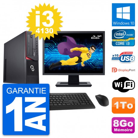 PC Fujitsu E920 DT Ecran 22" Intel i3-4130 RAM 8Go Disque 1To Windows 10 Wifi