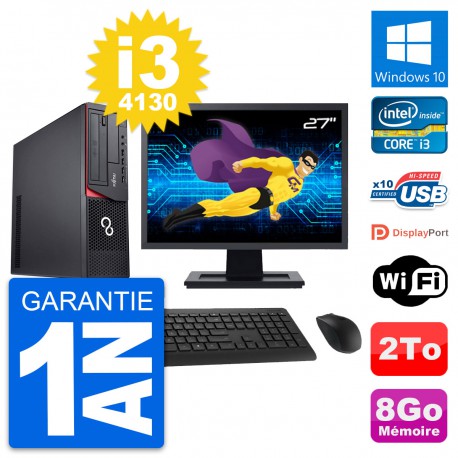 PC Fujitsu E920 DT Ecran 27" Intel i3-4130 RAM 8Go Disque 2To Windows 10 Wifi