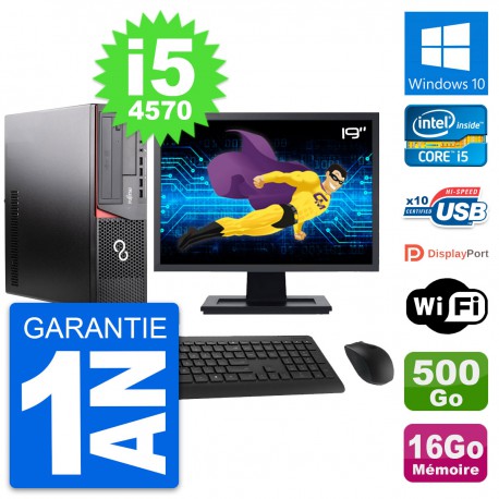 PC Fujitsu E920 DT Ecran 19" Intel i5-4570 RAM 16Go Disque 500Go Windows 10 Wifi
