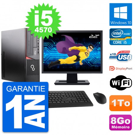 PC Fujitsu E920 DT Ecran 22" Intel i5-4570 RAM 8Go Disque 1To Windows 10 Wifi