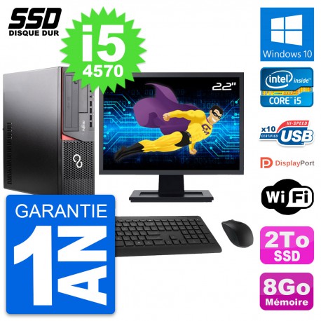 PC Fujitsu E920 DT Ecran 22" Intel Core i5-4570 RAM 8Go SSD 2To Windows 10 Wifi