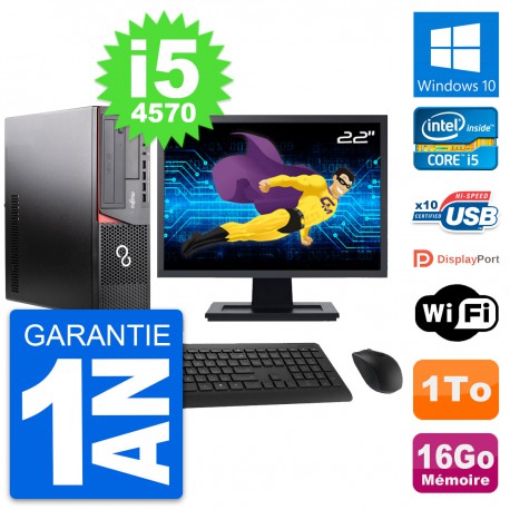 PC Fujitsu E920 DT Ecran 22" Intel i5-4570 RAM 16Go Disque 1To Windows 10 Wifi