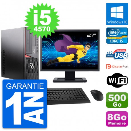 PC Fujitsu E920 DT Ecran 27" Intel i5-4570 RAM 8Go Disque 500Go Windows 10 Wifi