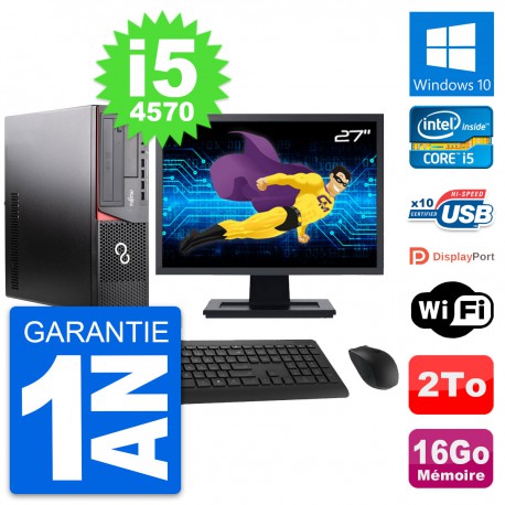 PC Fujitsu E920 DT Ecran 27" Intel i5-4570 RAM 16Go Disque 2To Windows 10 Wifi