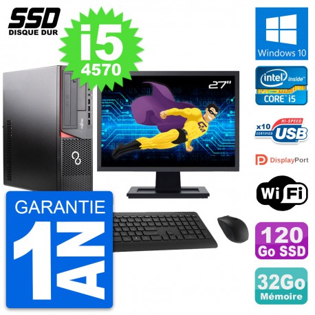 PC Fujitsu E920 DT Ecran 27" Intel i5-4570 RAM 32Go SSD 120Go Windows 10 Wifi