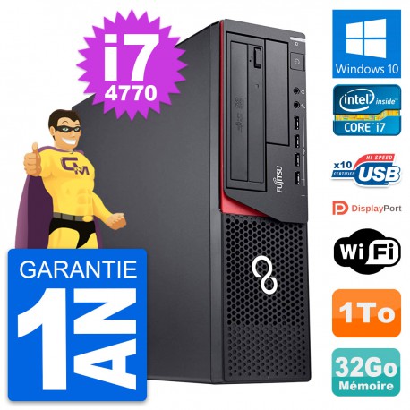 PC Fujitsu Esprimo E920 DT Intel i7-4770 RAM 32Go Disque 1To Windows 10 Wifi