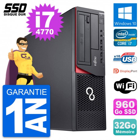 PC Fujitsu Esprimo E920 DT Intel Core i7-4770 RAM 32Go SSD 960Go Windows 10 Wifi