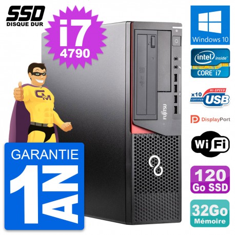 PC Fujitsu Esprimo E920 DT Intel Core i7-4790 RAM 32Go SSD 120Go Windows 10 Wifi