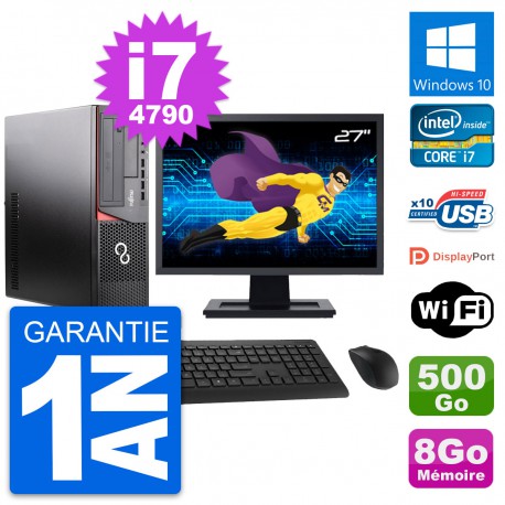 PC Fujitsu E920 DT Ecran 27" Intel i7-4790 RAM 8Go Disque 500Go Windows 10 Wifi