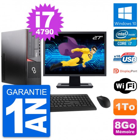PC Fujitsu E920 DT Ecran 27" Intel i7-4790 RAM 8Go Disque 1To Windows 10 Wifi